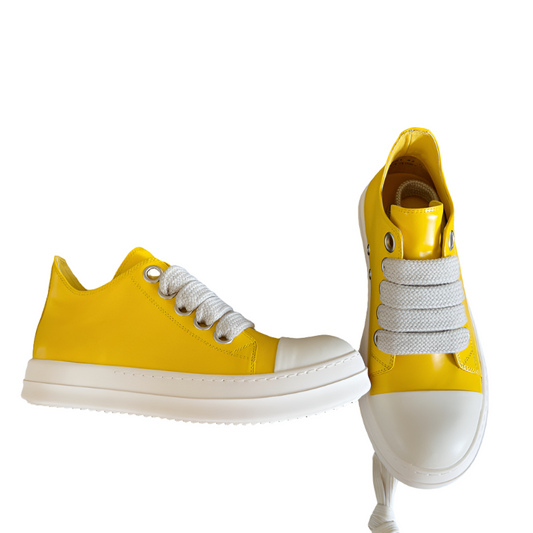 Rick Owens Low-top Sneakers - Yellow Unisex Streetwear Limited Edition - **Rick Owens Yellow Low-Top Sneakers: Bold Elegance and Superior Craftsmanship** Introducing the Rick Owens Yellow