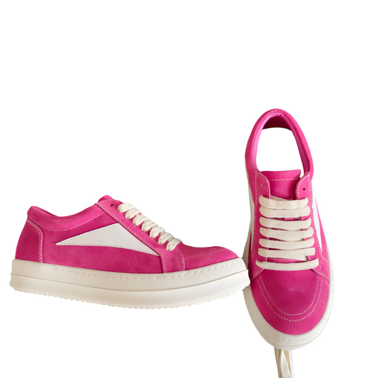 Rick Owens Suede Low-top Sneakers - Pink Unisex Streetwear Limited Edition - **Rick Owens Pink Suede Low-Top Sneakers: Bold Vibrancy and Superior Craftsmanship** Introducing the Rick Owens