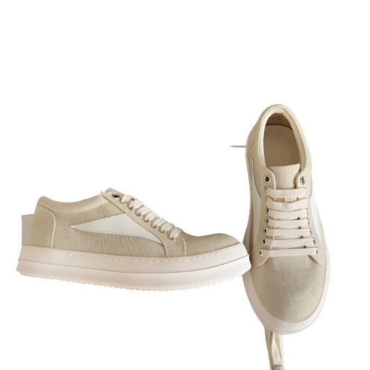 Rick Owens Canvas Low-top Sneakers - Beige Unisex Streetwear Limited Edition - **Rick Owens Beige Canvas Low-Top Sneakers: Subtle Elegance and Superior Craftsmanship** Introducing the Rick Owens
