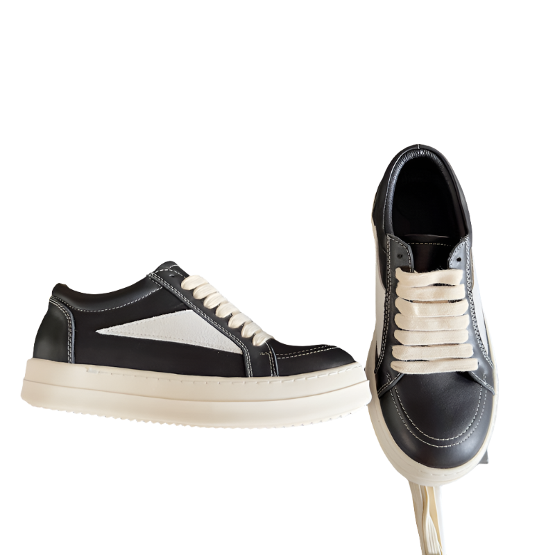 Rick Owens Leather And Suede Low-top Sneakers - Black Unisex Streetwear Limited Edition - **Rick Owens Black Leather and Suede Low-Top Sneakers: Timeless Sophistication and Premium Craftsmanship** Int