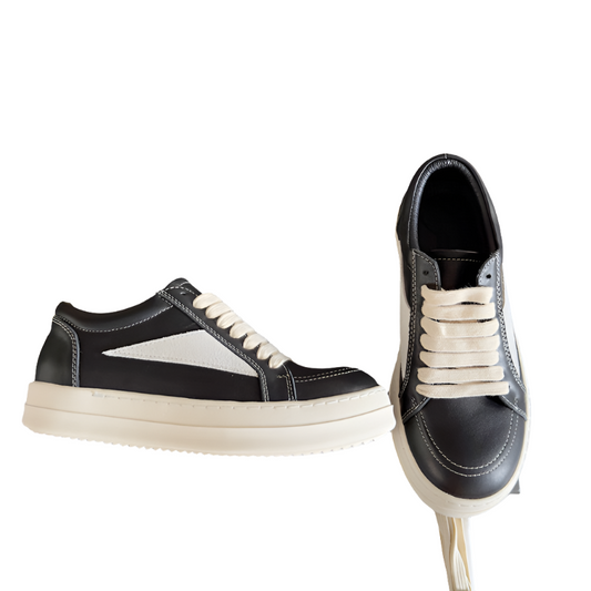 Rick Owens Leather And Suede Low-top Sneakers - Black Unisex Streetwear Limited Edition - **Rick Owens Black Leather and Suede Low-Top Sneakers: Timeless Sophistication and Premium Craftsmanship** Int