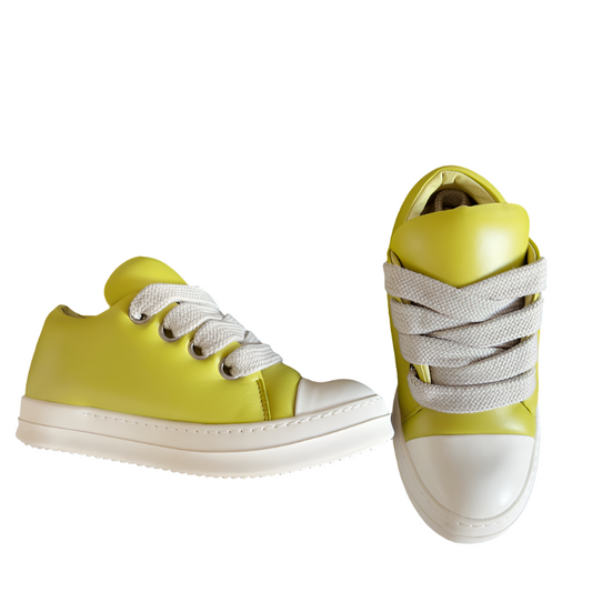 Rick Owens Low-top Sneakers - Yellow Unisex Streetwear Limited Edition - **Rick Owens Yellow Low-Top Sneakers: Bold Vibrancy and Superior Craftsmanship** Introducing the Rick Owens Yellow