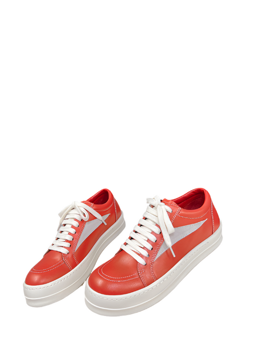 Rick Owens Low-top Sneakers - Leather - Red Unisex Streetwear Limited Edition - ### Rick Owens Low-Top Sneakers - Red Leather Introducing the Rick Owens Low-Top Sneakers in
