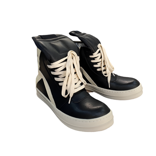 Rick Owens Geobasket Sneakers - And White - Black Unisex Streetwear Limited Edition - ### Rick Owens Geobasket Sneakers - Black and White Introducing the Rick Owens Geobasket Sneakers