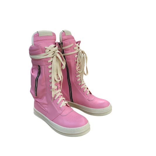 Rick Owens High-top Sneakers - And Cream - Pink Unisex Streetwear Limited Edition - ### Rick Owens High-Top Sneakers - Pink and Cream Introducing the Rick Owens High-Top Sneakers