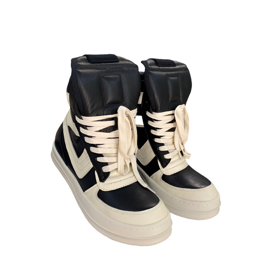 Rick Owens Geobasket Sneakers - And White - Black Unisex Streetwear Limited Edition - ### Rick Owens Geobasket Sneakers - Black and White Introducing the Rick Owens Geobasket Sneakers