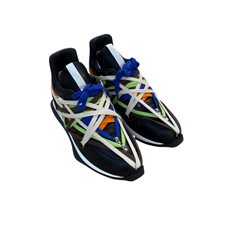 Multicolor Wrap-lace Sneakers - Black Unisex Streetwear Limited Edition - **Multicolor Wrap-Lace Sneakers** Unleash your bold fashion sense with these multicolor wrap-lace sneakers. Designed for