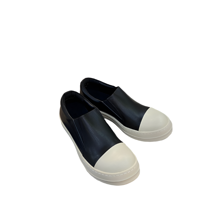 Slip-On Leather Sneakers - Black Unisex Streetwear Limited Edition