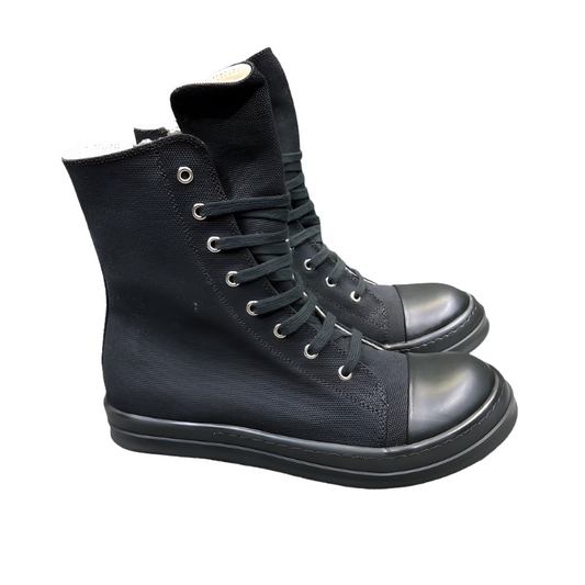 High-Top Canvas Sneakers - Black Unisex Streetwear Limited Edition - **High-Top Black Canvas Sneakers** Elevate your casual footwear collection with these high-top black canvas sneakers.