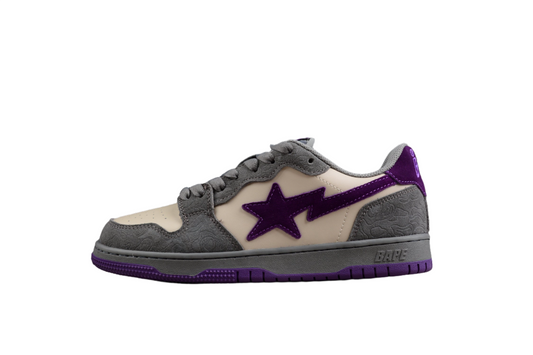 BAPE Sta Low-top Sneakers In Grey And - Purple Unisex Streetwear Limited Edition - **BAPE STA Low-Top Sneakers in Grey and Purple** Elevate your sneaker collection with the BAPE