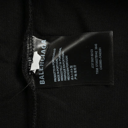 T-shirt noir Balenciaga Society avec motif blanc.