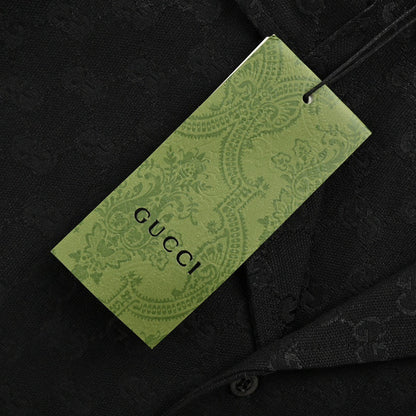 Camisa negra de manga corta con monograma GG de Gucci
