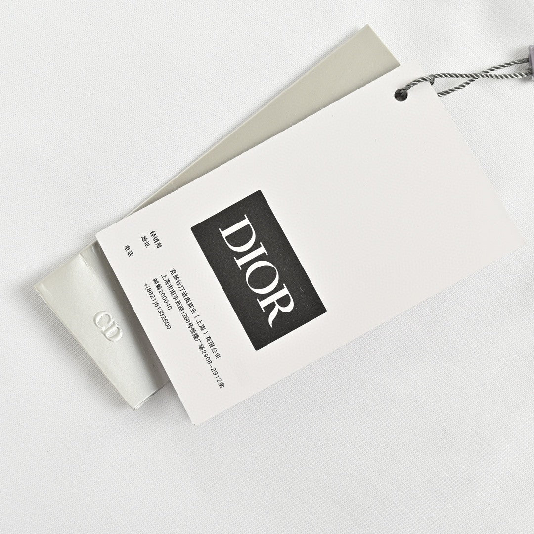 T-shirt Dior brodé avec logo CD (blanc)