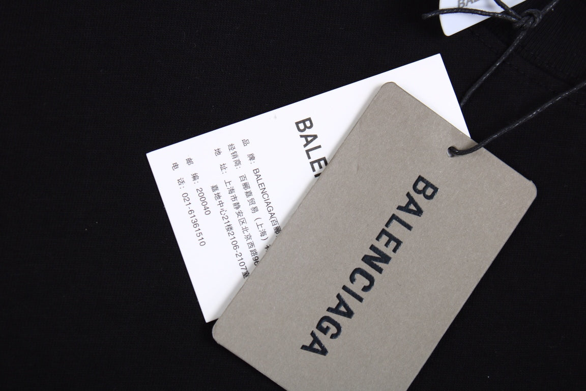 Chemise à manches longues noire avec logo BALENCIAGA