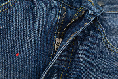 CHROME Hearts Paint Drip Cross Patch Jeans Denim - Red Unisex Streetwear Limited Edition