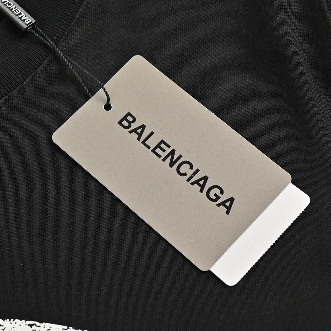 Balenciaga T-shirt - Distressed Logo - Black Unisex Streetwear Limited Edition