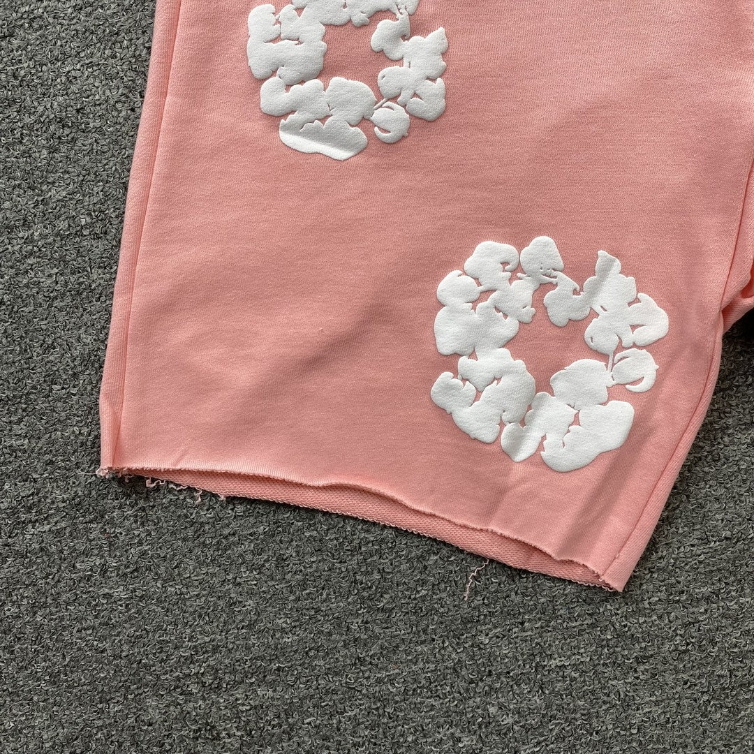 DENIM Tears Cotton Wreath Shorts Peach Unisex Streetwear Limited Edition - The DENIM TEARS COTTON WREATH SHORTS PEACH - REPLICA bring a fresh and vibrant touch