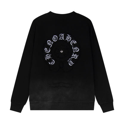 CHROME Hearts Horse Shoe Logo Sweatshirt Gradient - Black Unisex Streetwear Limited Edition