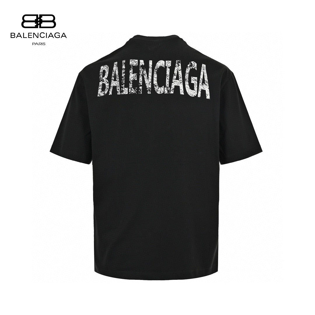 Balenciaga T-shirt - Distressed Logo - Black Unisex Streetwear Limited Edition