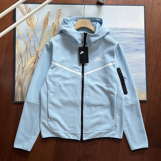 NIKE Tech Fleece Hoodie - Celestine - Blue Unisex Streetwear Limited Edition - The NIKE TECH FLEECE HOODIE CELESTINE BLUE - REPLICA is the perfect fusion of modern