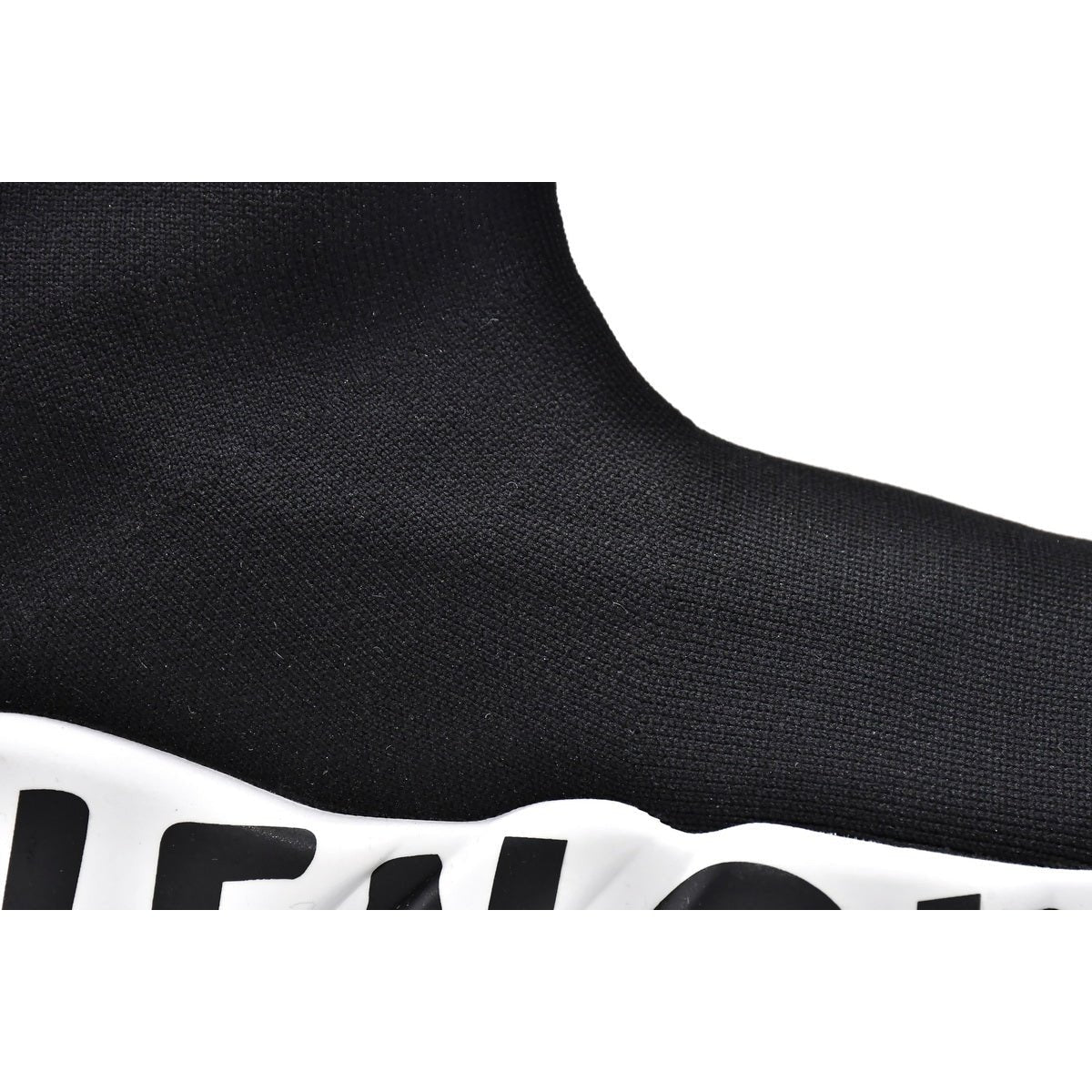 BALENCIAGA Speed Graffiti Trainer - White - Black Unisex Streetwear Limited Edition - The Balenciaga Speed Graffiti Trainers x Black White edition infuses the brand's futuristic silhouette with