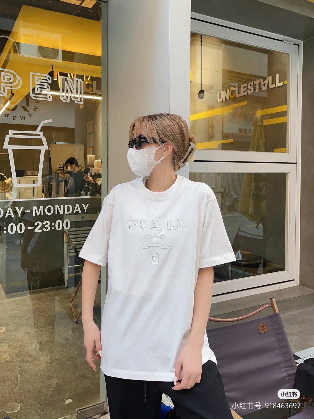 Prada T-shirt - With Subtle Branding - White Unisex Streetwear Limited Edition - <span>This Prada t-shirt features a clean white base with subtle 'PRADA MILANO' branding across the