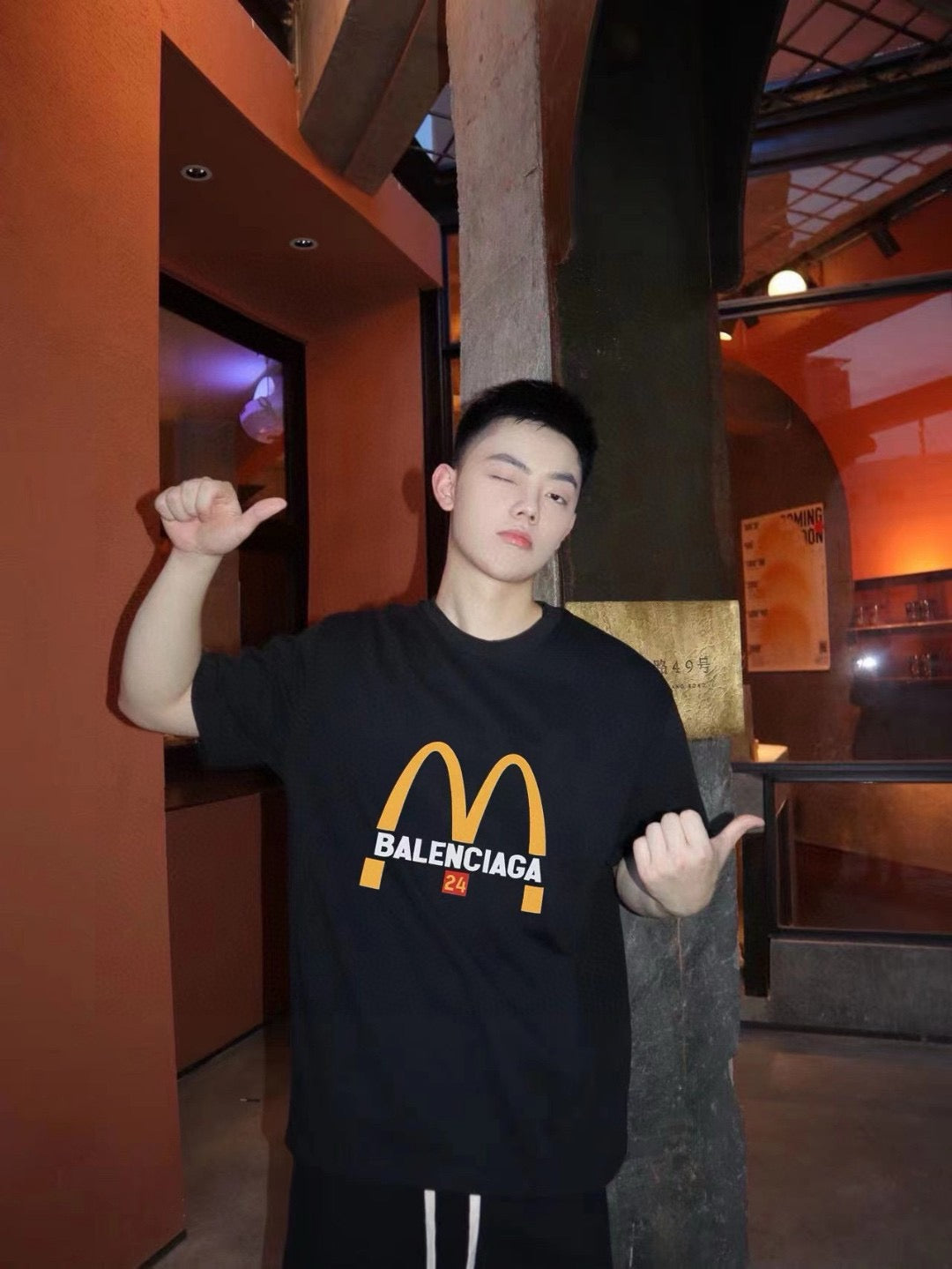 Balenciaga Mcdonald's-inspired T-shirt Unisex Streetwear Limited Edition - <span>Bold graphic design inspired by McDonald's logo. Features 'BALENCIAGA' text and number '24'. Made from