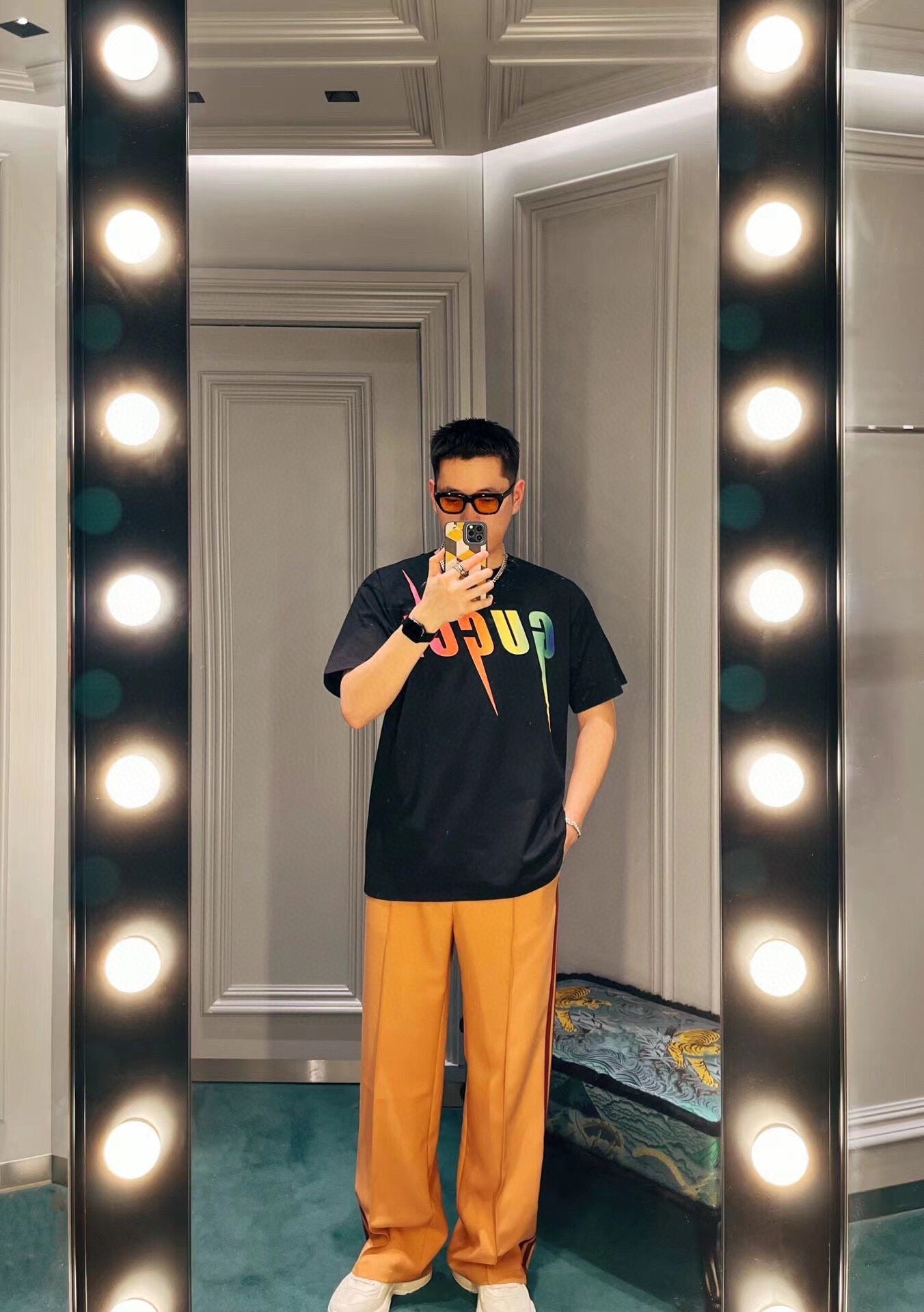 Camiseta Gucci Rainbow Lightning (Negra)