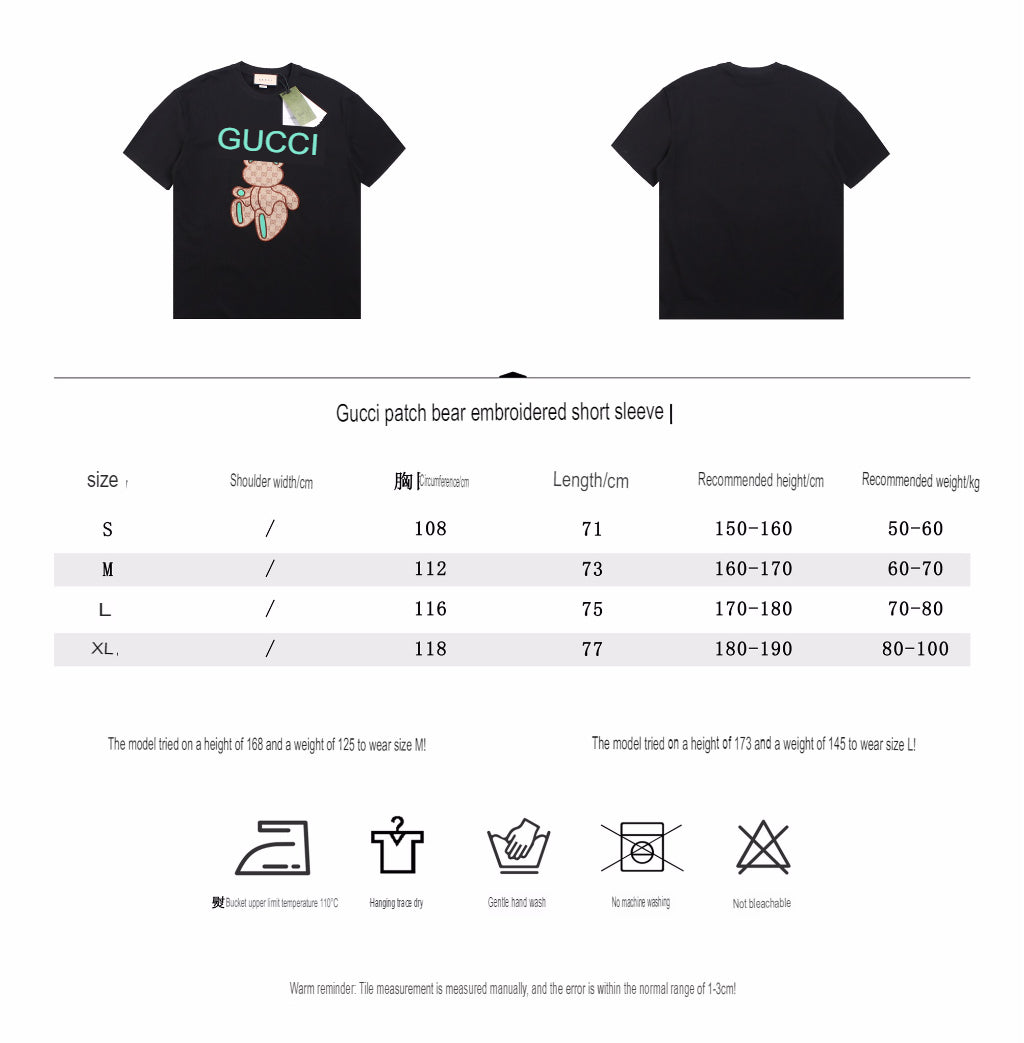 Camiseta Gucci con estampado de osito de peluche - Negra