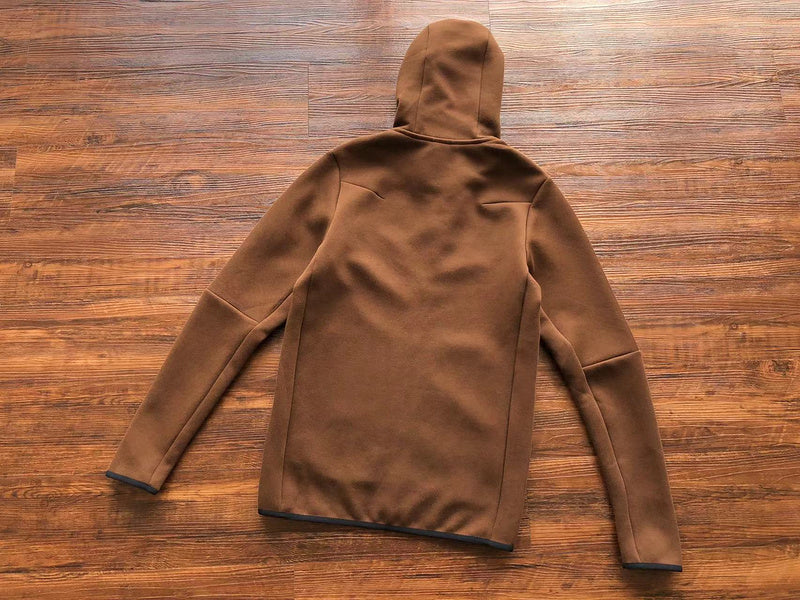 NIKE Tech Fleece Hoodie - - Brown Unisex Streetwear Limited Edition - The NIKE TECH FLEECE HOODIE BROWN - REPLICA combines modern sportswear innovation with sleek streetwear