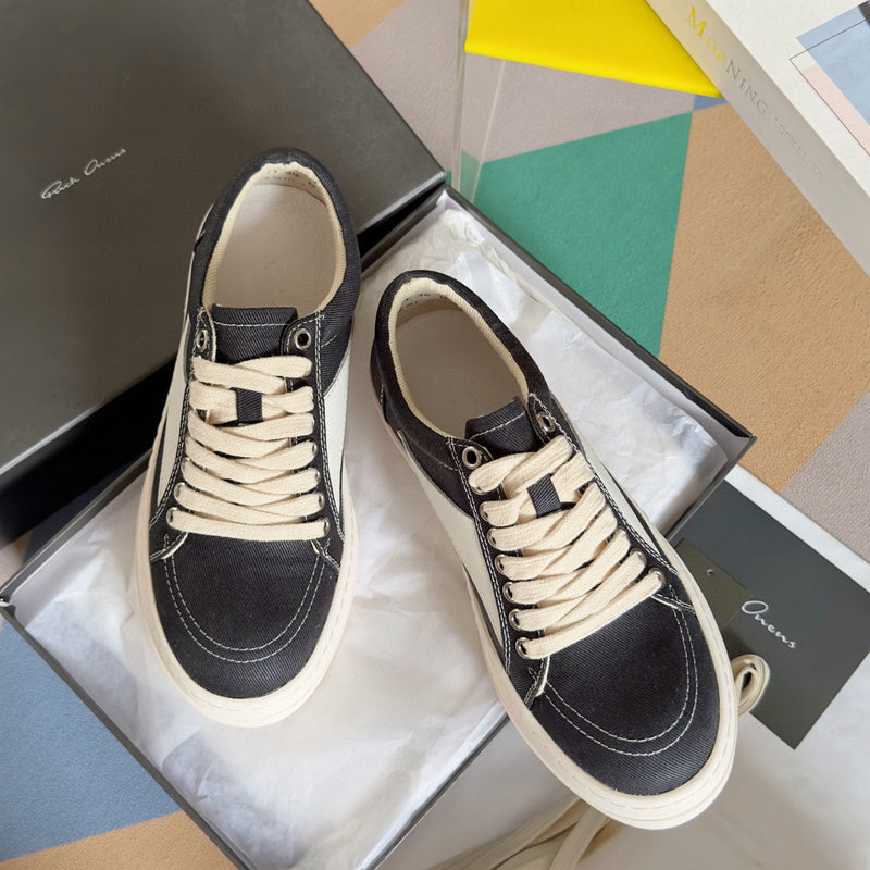 Rick Owens Canvas Low-top Sneakers - Black Unisex Streetwear Limited Edition - **Rick Owens Black Canvas Low-Top Sneakers: Modern Minimalism and Superior Craftsmanship** Introducing the Rick Owens