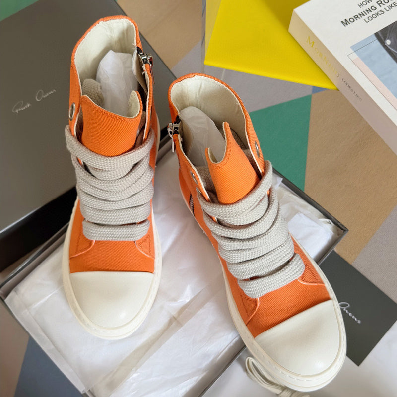 Rick Owens High-top Sneakers - Orange Unisex Streetwear Limited Edition - **Rick Owens Orange High-Top Sneakers: Vibrant Style Meets Premium Craftsmanship** Introducing the Rick Owens Orange