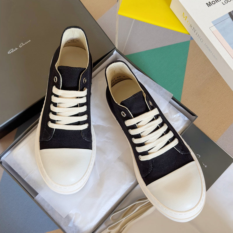 Rick Owens Low-top Sneakers - Black Unisex Streetwear Limited Edition - **Rick Owens Black Low-Top Sneakers: Timeless Elegance and Modern Craftsmanship** Introducing the Rick Owens Black