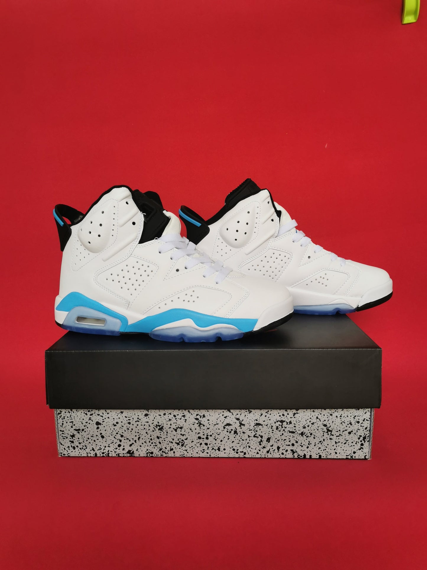 Jordan 6 And Blue - White Unisex Streetwear Limited Edition - The Air Jordan 6 showcased in this image is a striking blend of classic design