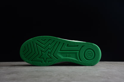 BAPE Sta Low-top Green And Sneakers - White Unisex Streetwear Limited Edition - **BAPE STA Low-Top Green and White Sneakers** Add a vibrant touch to your sneaker collection