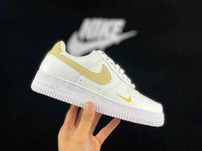 NIKE Air Force 1 'mini Swoosh - Yellow' - White Unisex Streetwear Limited Edition - **Nike Air Force 1 'Mini Swoosh White/Yellow'** The Nike Air Force 1 'Mini Swoosh White/Yellow'