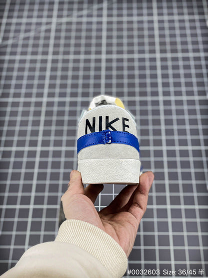 Nike Blazer Low1977 Jumbo - White Unisex Streetwear Limited Edition - The Nike Blazer Low '1977 Jumbo in White and Blue reinvents the classic silhouette with