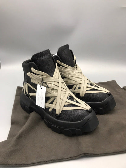 Rick Owens High-top Sneakers With Beige Straps - Black Unisex Streetwear Limited Edition - **Rick Owens Black High-Top Sneakers with Beige Straps: Avant-Garde Design and Superior Craftsmanship** Intro