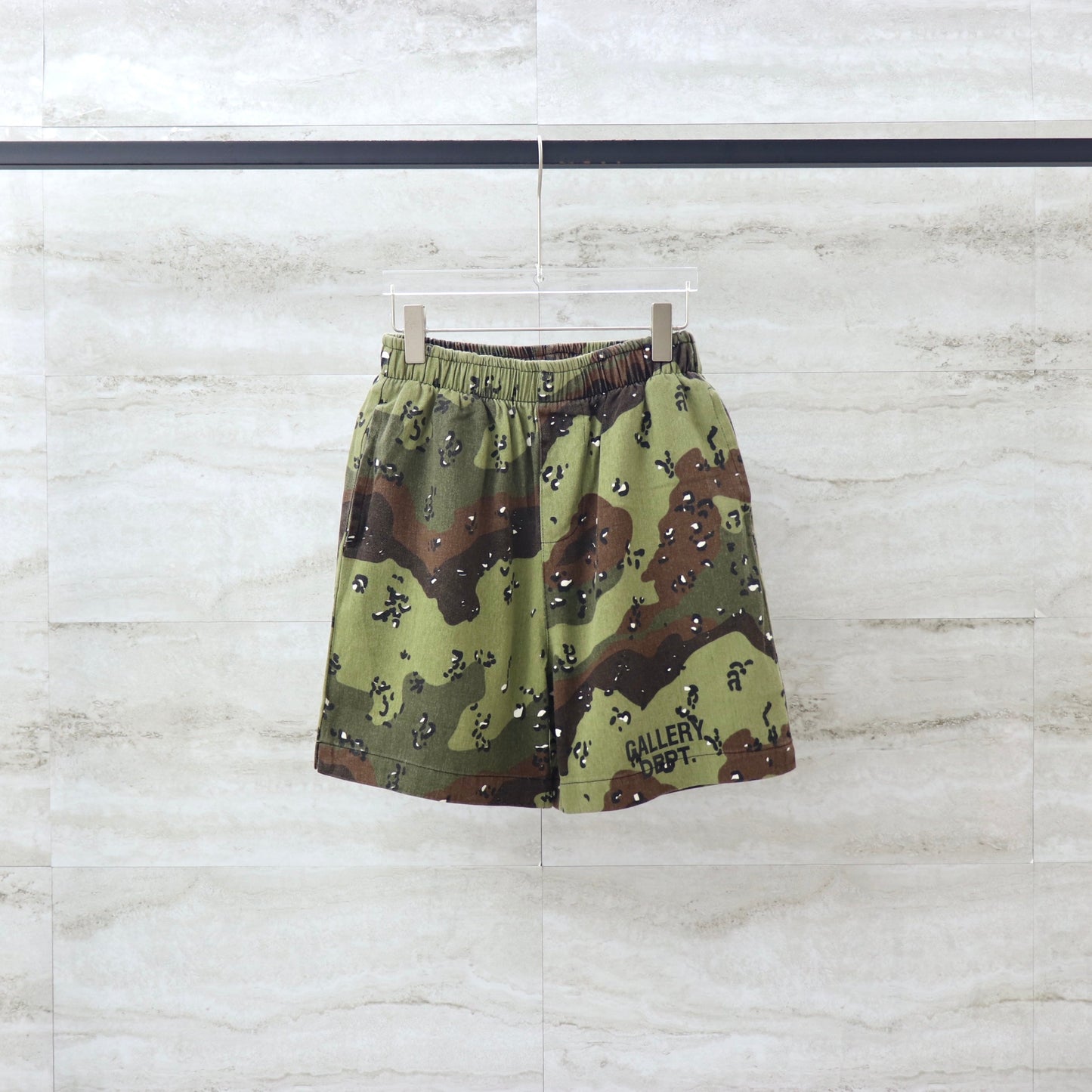 GALLERY Dept Hoodie - Red Unisex Streetwear Limited Edition - **Gallery Dept. Camouflage Shorts: Detailed Product Description** The Gallery Dept. Camouflage Shorts are a stylish