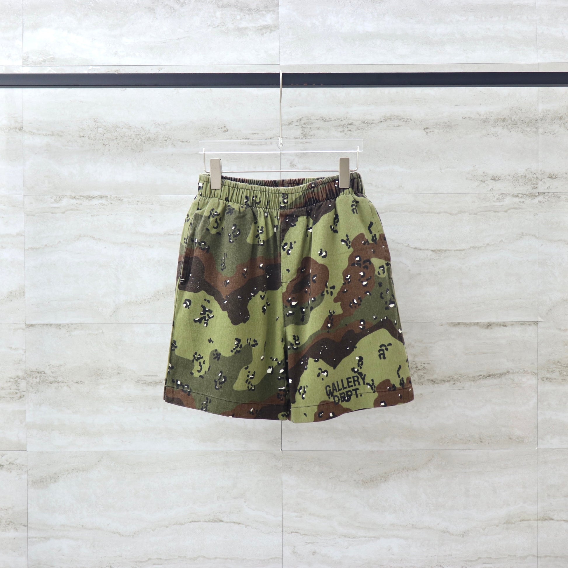 GALLERY Dept Hoodie - Red Unisex Streetwear Limited Edition - **Gallery Dept. Camouflage Shorts: Detailed Product Description** The Gallery Dept. Camouflage Shorts are a stylish