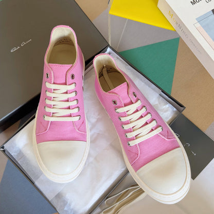 Rick Owens Low-top Sneakers - Pink Unisex Streetwear Limited Edition - **Rick Owens Pink Low-Top Sneakers: Playful Elegance and Modern Craftsmanship** Introducing the Rick Owens Pink
