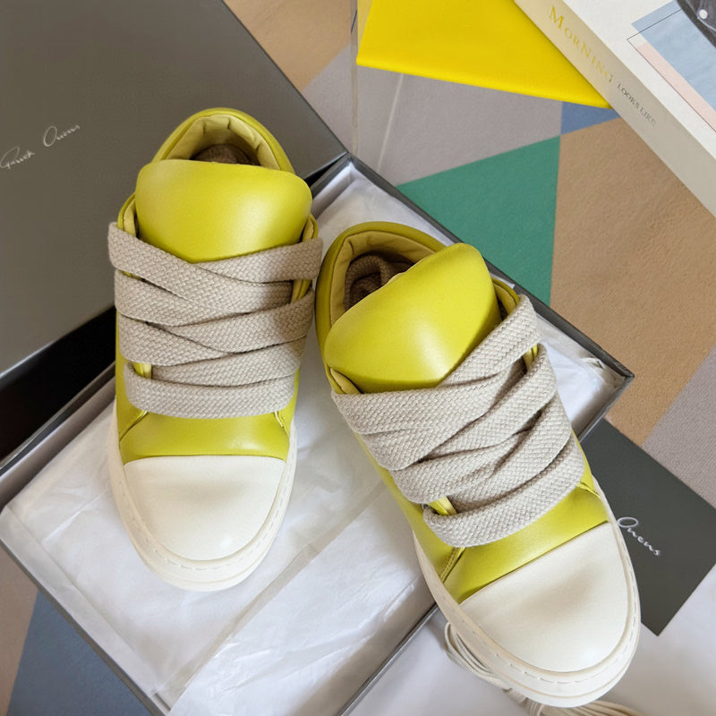 Rick Owens Low-top Sneakers - Yellow Unisex Streetwear Limited Edition - **Rick Owens Yellow Low-Top Sneakers: Bold Vibrancy and Superior Craftsmanship** Introducing the Rick Owens Yellow