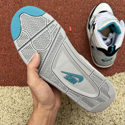 Jordan 13 Flight Mid Sneakers - Black Unisex Streetwear Limited Edition - The sneaker featured in the image is the Nike Air Flight 89 'White/Cool Grey/Aquamarine,' a