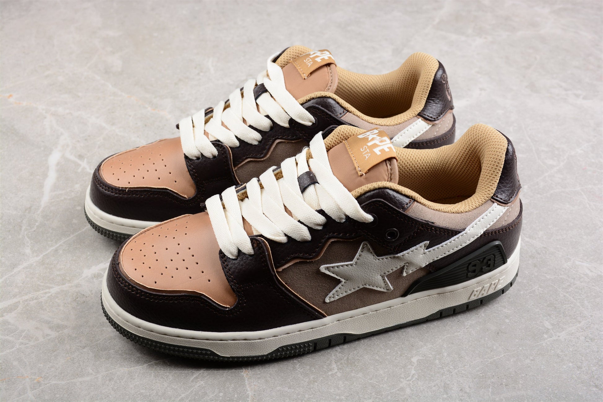 BAPE Sta Low-top Sneakers In And Beige - Brown Unisex Streetwear Limited Edition - **BAPE STA Low-Top Sneakers in Brown and Beige** Introducing the BAPE STA Low-Top Sneakers in