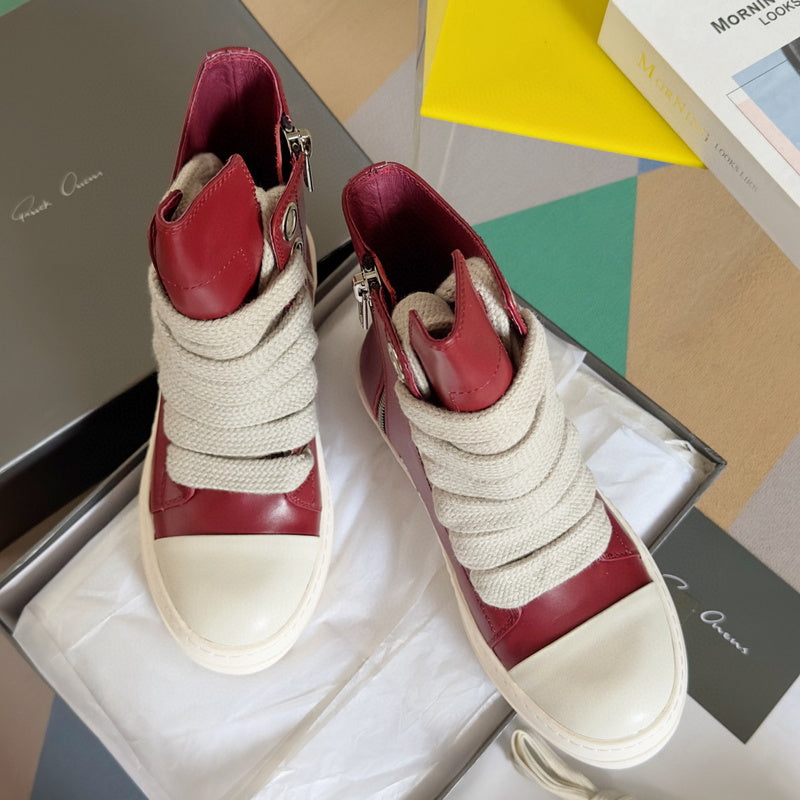 Rick Owens High-top Sneakers - Red Unisex Streetwear Limited Edition - **Rick Owens Red High-Top Sneakers: Bold Elegance and Premium Craftsmanship** Introducing the Rick Owens Red