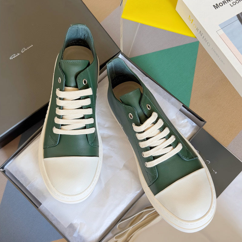 Rick Owens Dark Low-top Sneakers - Green Unisex Streetwear Limited Edition - **Rick Owens dark green Low-Top Sneakers: Avant-Garde Elegance and Comfort** Step into the future of
