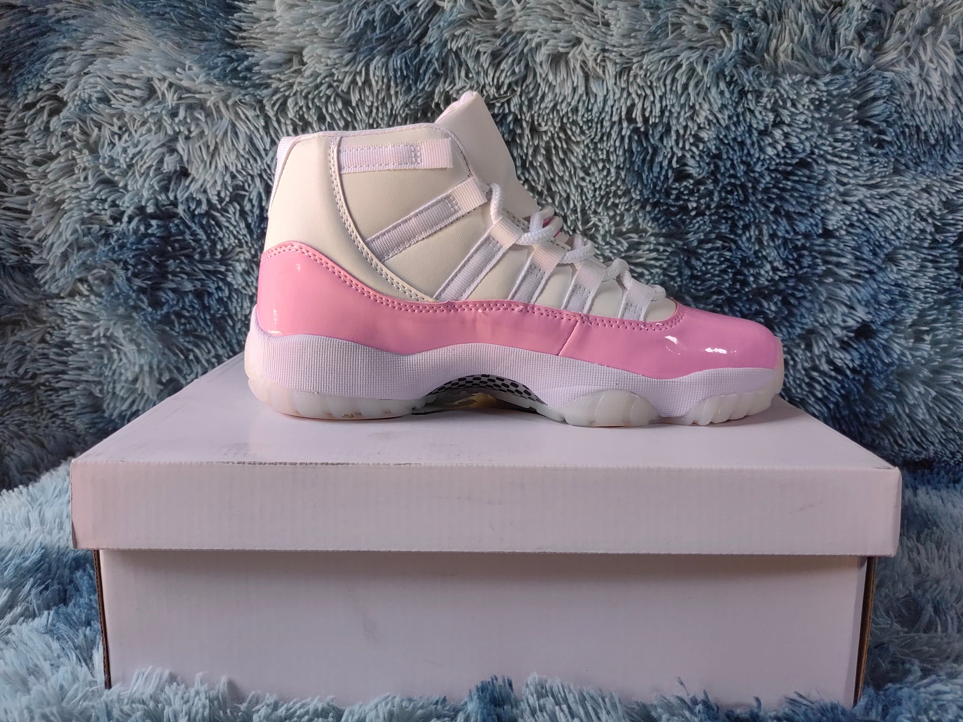 JORDAN 11 - Pink Unisex Streetwear Limited Edition - The Air Jordan 11 in Pink and White is a fresh and vibrant take on