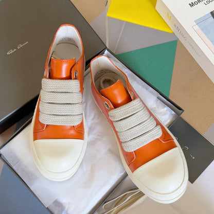 Rick Owens Low-top Sneakers - Orange Unisex Streetwear Limited Edition - **Rick Owens Orange Low-Top Sneakers: Bold Vibrancy and Superior Craftsmanship** Introducing the Rick Owens Orange