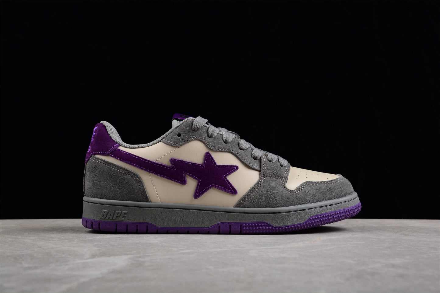 BAPE Sta Low-top Sneakers In Grey And - Purple Unisex Streetwear Limited Edition - **BAPE STA Low-Top Sneakers in Grey and Purple** Elevate your sneaker collection with the BAPE