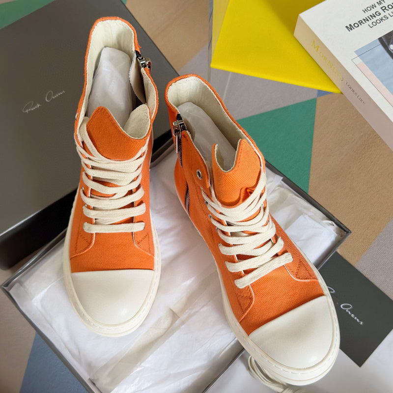 Rick Owens High-top Sneakers - Orange Unisex Streetwear Limited Edition - **Rick Owens Orange High-Top Sneakers: Vibrant Style Meets Premium Craftsmanship** Introducing the Rick Owens Orange